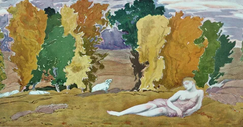 Entwurf für ein dekoratives Paneel, aus Daphnis und Chloe, ca. 1912